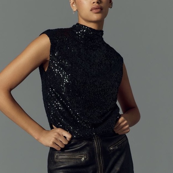 Nwt sequin mock neck shell tank anthro - Picture 6 of 9